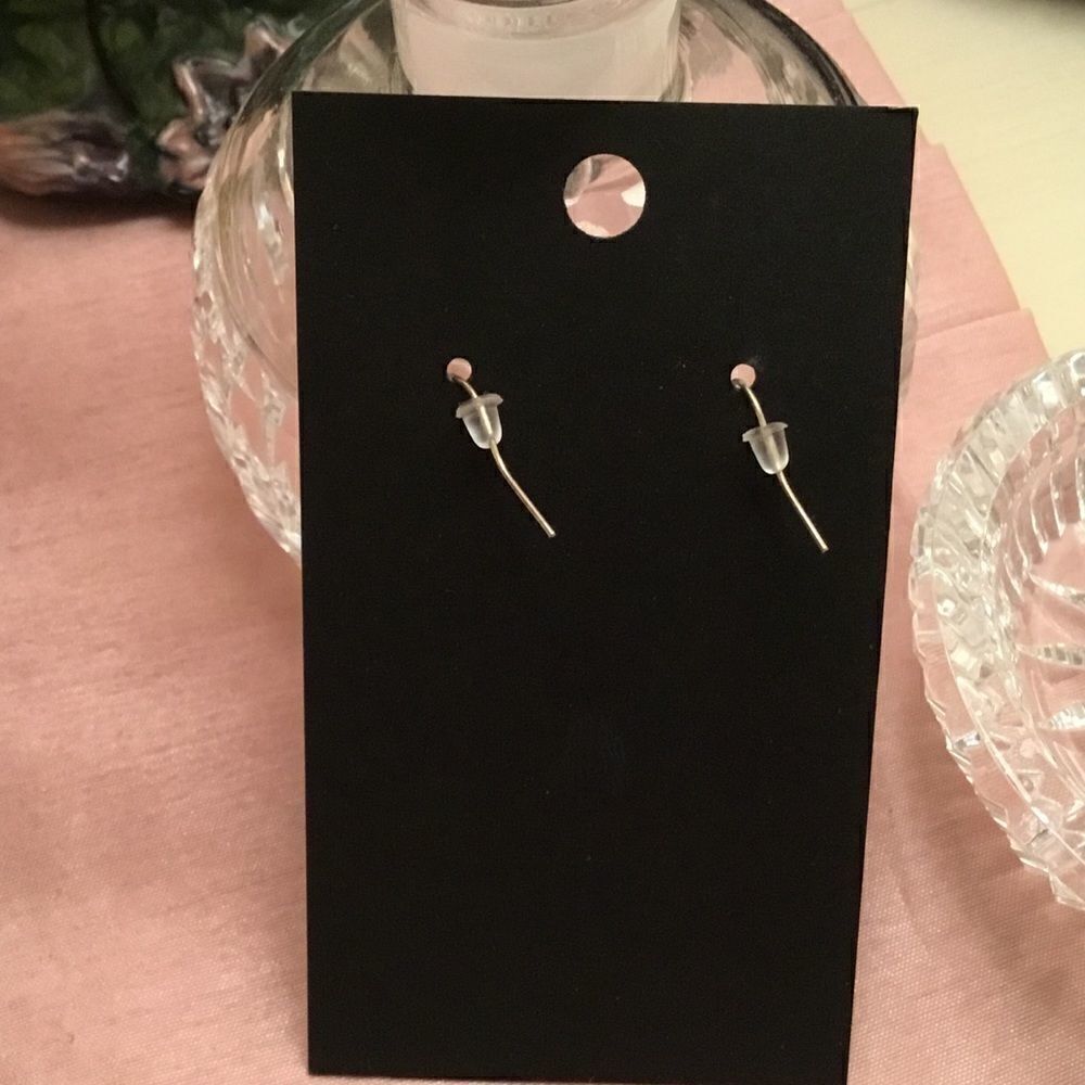 Silvertone Engraved Fishhook Earrings - Picture 2 of 4